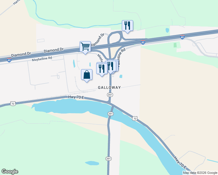 map of restaurants, bars, coffee shops, grocery stores, and more near 3126 Valentine Road in North Little Rock