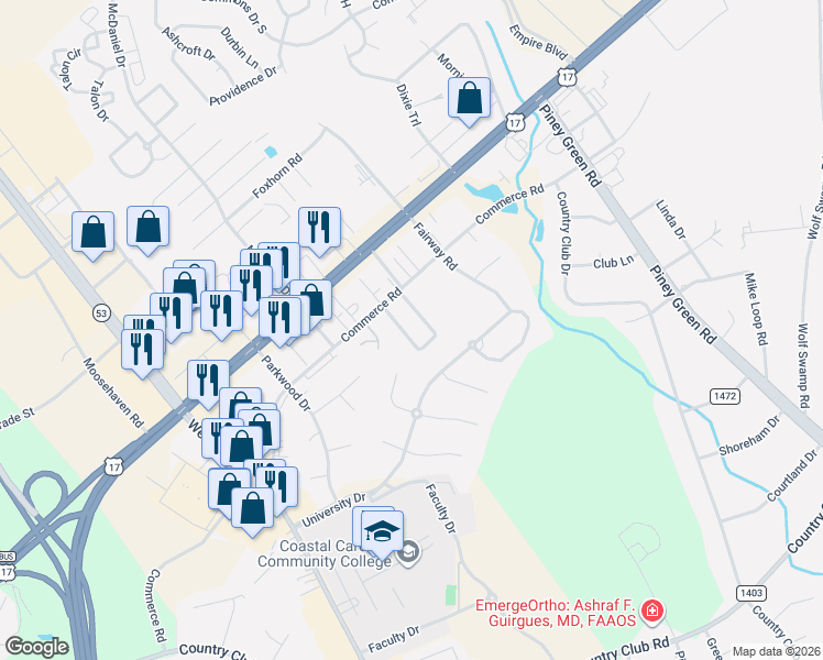 map of restaurants, bars, coffee shops, grocery stores, and more near 200 Marlene Drive in Jacksonville