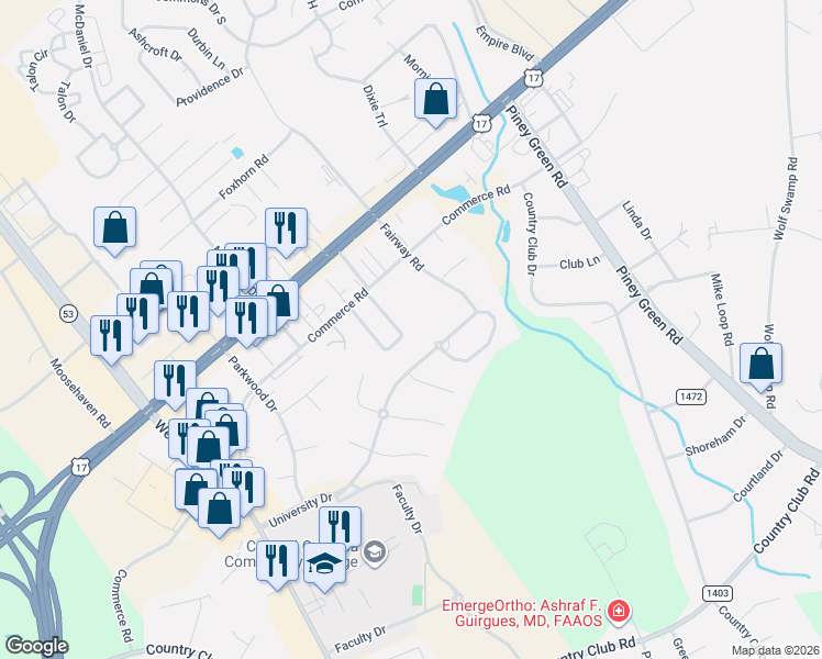 map of restaurants, bars, coffee shops, grocery stores, and more near 178 Marlene Drive in Jacksonville