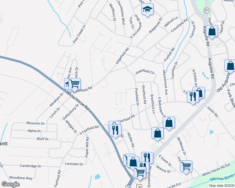map of restaurants, bars, coffee shops, grocery stores, and more near 530 Holmes Drive in Greenville