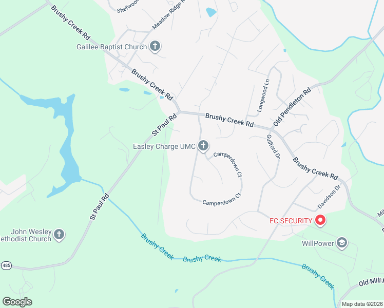 map of restaurants, bars, coffee shops, grocery stores, and more near 200 Camperdown Court in Easley