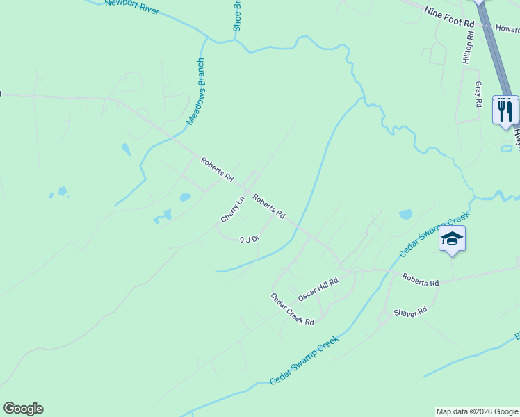 map of restaurants, bars, coffee shops, grocery stores, and more near 812-856 Roberts Road in Newport