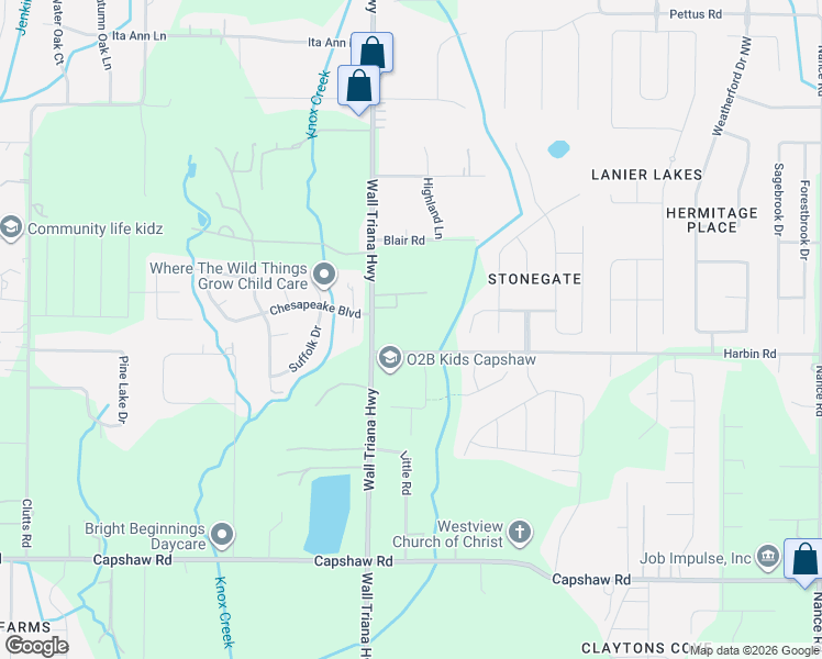 map of restaurants, bars, coffee shops, grocery stores, and more near 6789 Wall Triana Highway in Madison