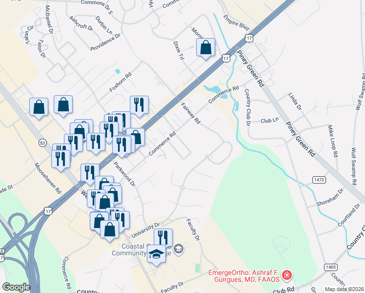 map of restaurants, bars, coffee shops, grocery stores, and more near 200 Marlene Drive in Jacksonville