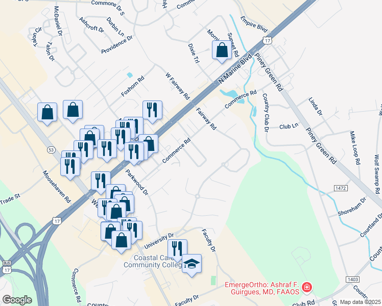 map of restaurants, bars, coffee shops, grocery stores, and more near 113 Marlene Drive in Jacksonville