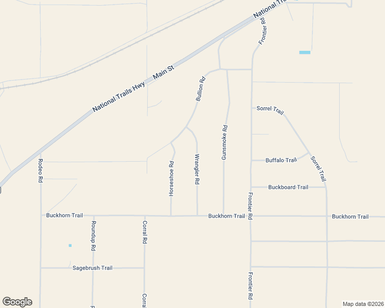 map of restaurants, bars, coffee shops, grocery stores, and more near Wrangler Road in San Bernardino County