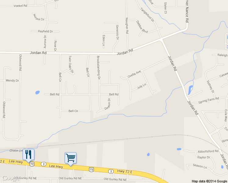 map of restaurants, bars, coffee shops, grocery stores, and more near 81 Bell Road in Huntsville