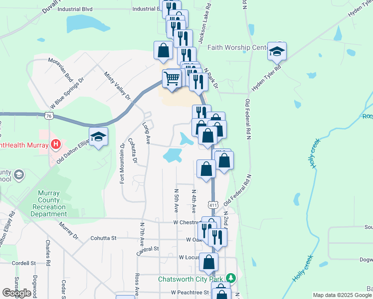 map of restaurants, bars, coffee shops, grocery stores, and more near 118 Colonial Hills Drive in Chatsworth
