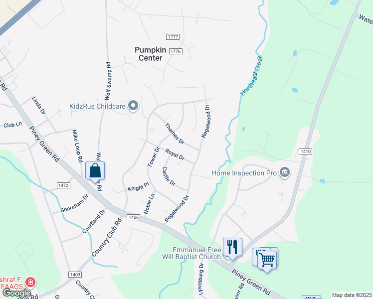 map of restaurants, bars, coffee shops, grocery stores, and more near 107 Thames Drive in Jacksonville