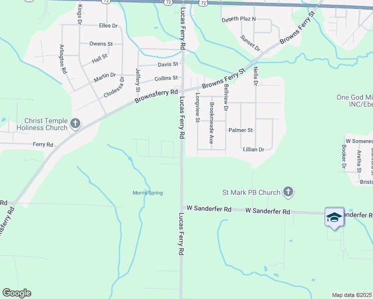 map of restaurants, bars, coffee shops, grocery stores, and more near 15272 Lucas Ferry Road in Athens