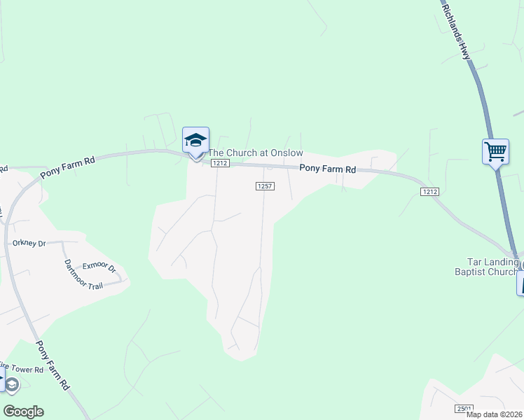 map of restaurants, bars, coffee shops, grocery stores, and more near 116 Denise Drive in Jacksonville