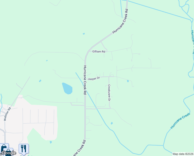 map of restaurants, bars, coffee shops, grocery stores, and more near 105 Jasper Drive in Gurley