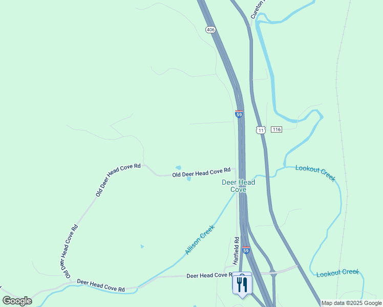 map of restaurants, bars, coffee shops, grocery stores, and more near 260 Old Deer Head Cove Road in Rising Fawn