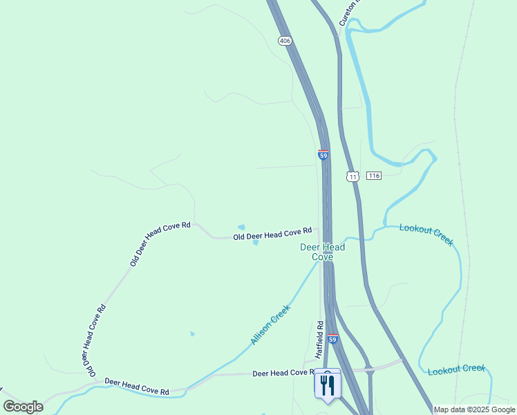 map of restaurants, bars, coffee shops, grocery stores, and more near 260 Old Deer Head Cove Road in Rising Fawn
