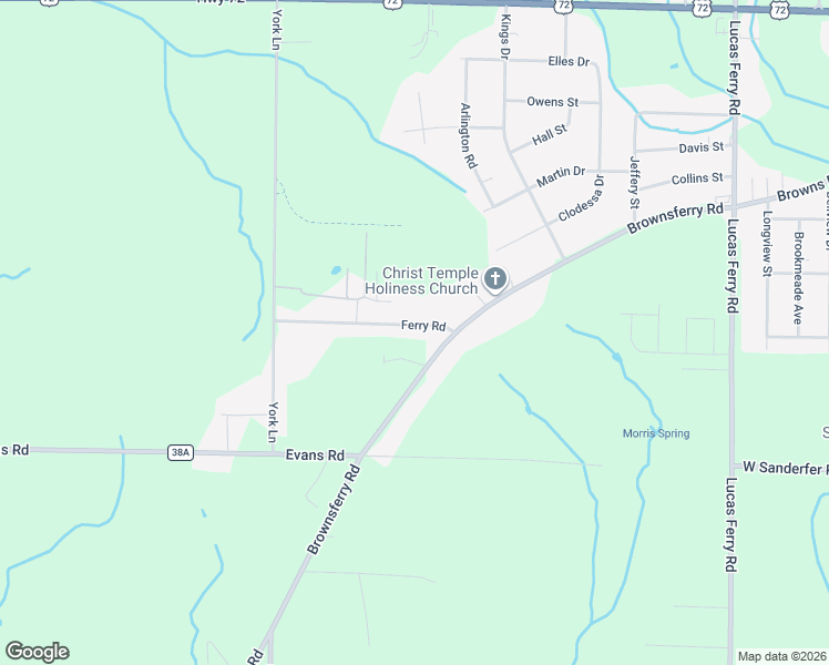 map of restaurants, bars, coffee shops, grocery stores, and more near 17312 Ferry Road in Athens