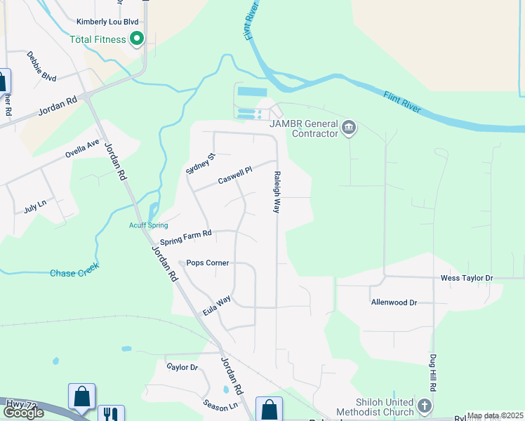 map of restaurants, bars, coffee shops, grocery stores, and more near 154 Raleigh Way in Huntsville
