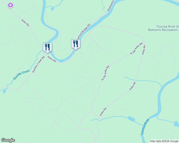 map of restaurants, bars, coffee shops, grocery stores, and more near 98 Toccoa Overlook Drive in Blue Ridge