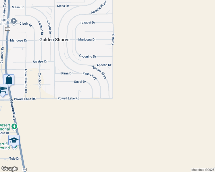 map of restaurants, bars, coffee shops, grocery stores, and more near 12967 Apache Parkway in Golden Shores
