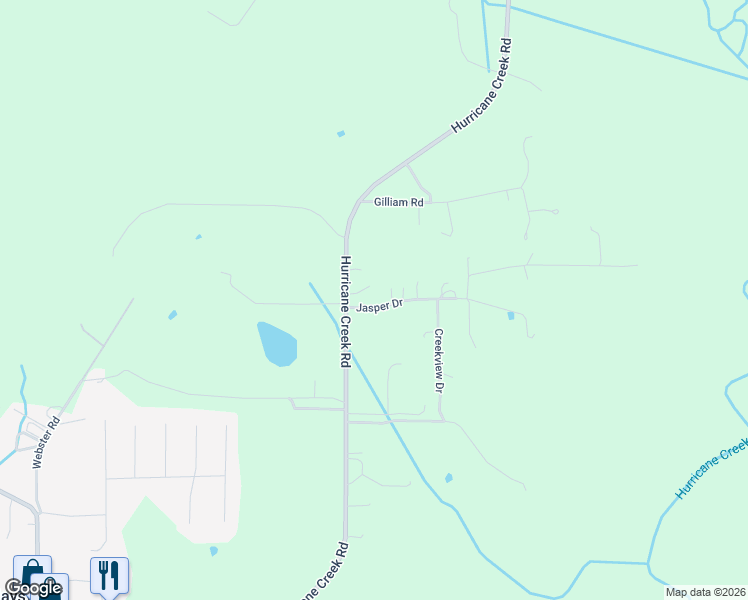 map of restaurants, bars, coffee shops, grocery stores, and more near 105 Jasper Drive in Gurley