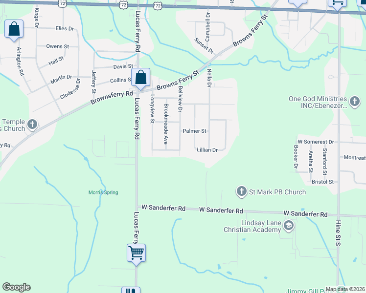 map of restaurants, bars, coffee shops, grocery stores, and more near 1807 Bellview Drive in Athens