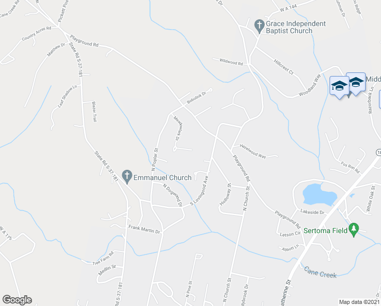 map of restaurants, bars, coffee shops, grocery stores, and more near 234 Meadowlark Drive in Walhalla