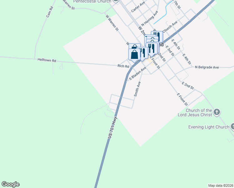 map of restaurants, bars, coffee shops, grocery stores, and more near 40 Bay Street in Garland