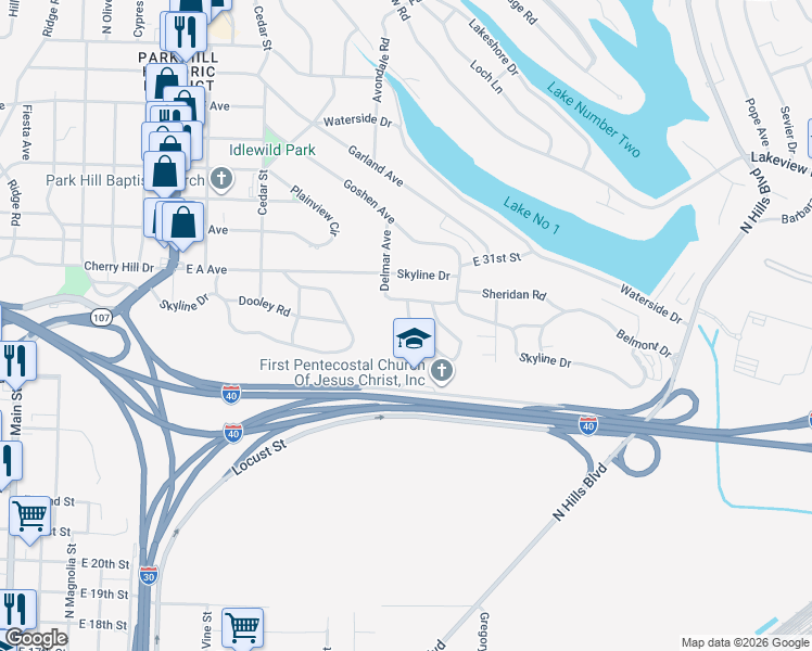 map of restaurants, bars, coffee shops, grocery stores, and more near 1310 Starfield Road in North Little Rock