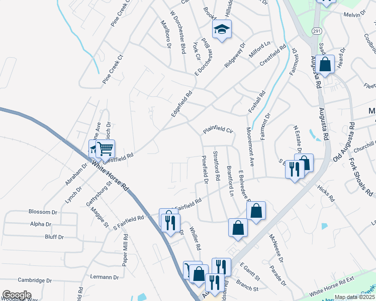map of restaurants, bars, coffee shops, grocery stores, and more near 530 Holmes Drive in Greenville