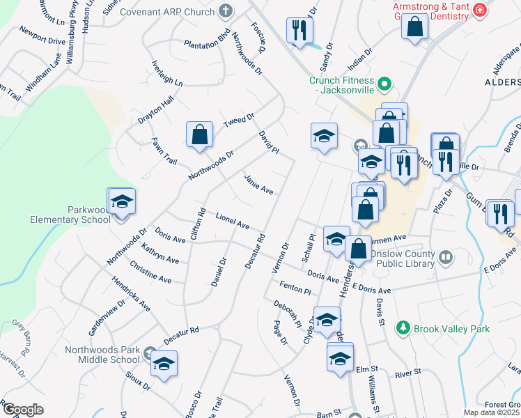 map of restaurants, bars, coffee shops, grocery stores, and more near 100 Ramona Avenue in Jacksonville