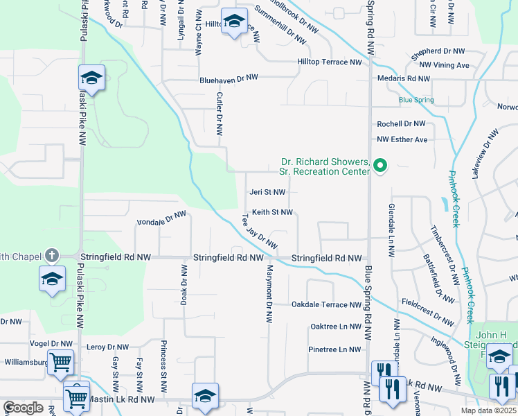 map of restaurants, bars, coffee shops, grocery stores, and more near 4230 Keith Street Northwest in Huntsville