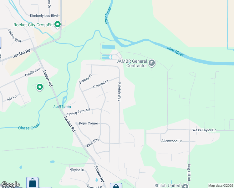 map of restaurants, bars, coffee shops, grocery stores, and more near 154 Raleigh Way in Huntsville