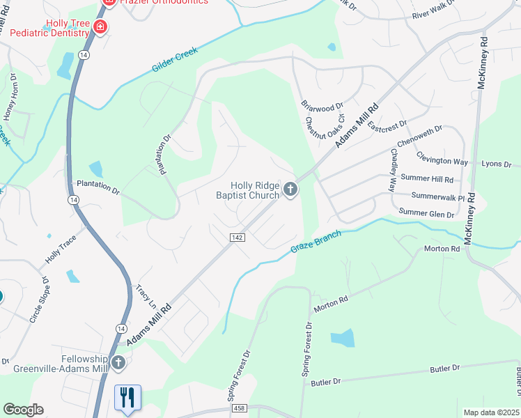 map of restaurants, bars, coffee shops, grocery stores, and more near 10 Paddock Run Lane in Simpsonville