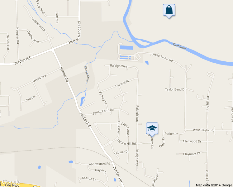 map of restaurants, bars, coffee shops, grocery stores, and more near 110 Caswell Place in Huntsville