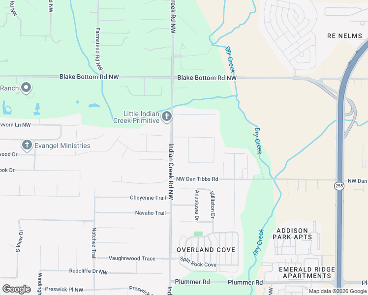 map of restaurants, bars, coffee shops, grocery stores, and more near 265 Latigo Loop in Huntsville