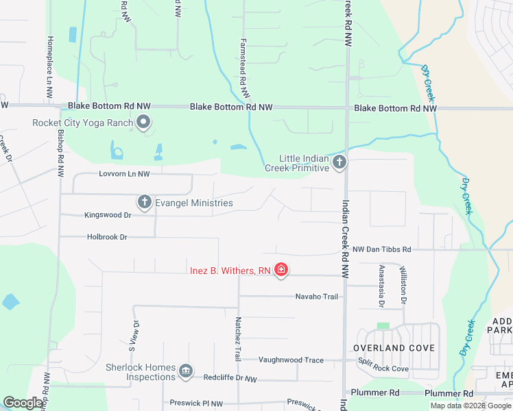 map of restaurants, bars, coffee shops, grocery stores, and more near 202 Kingswood Drive in Huntsville