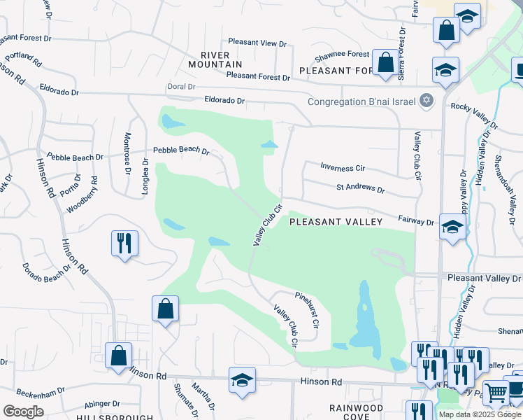 map of restaurants, bars, coffee shops, grocery stores, and more near 2 Pebble Beach Drive in Little Rock