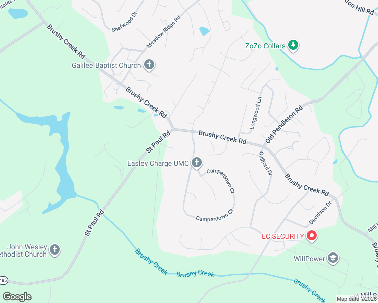 map of restaurants, bars, coffee shops, grocery stores, and more near 100 Camperdown Court in Easley