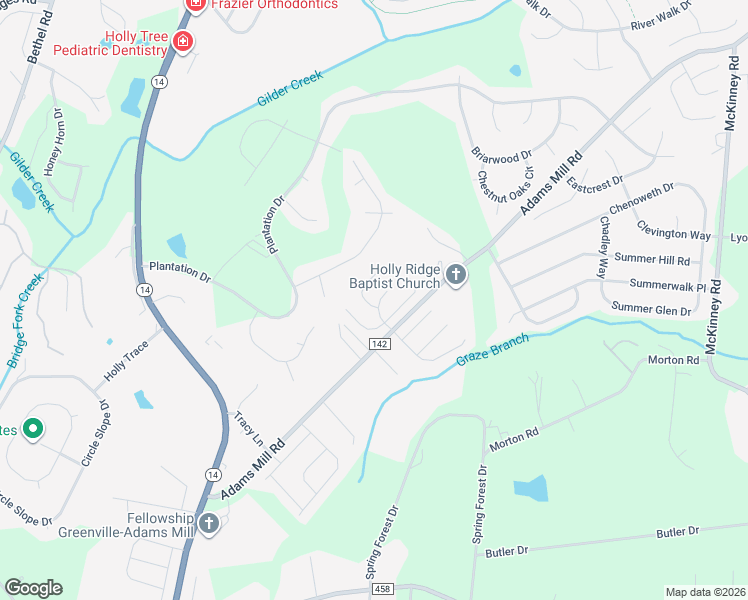 map of restaurants, bars, coffee shops, grocery stores, and more near 15 Coach Lane in Simpsonville