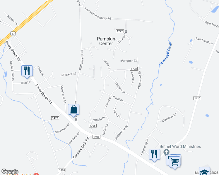 map of restaurants, bars, coffee shops, grocery stores, and more near 102 Berks Court in Jacksonville