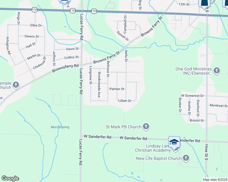 map of restaurants, bars, coffee shops, grocery stores, and more near 1711 Bellview Drive in Athens