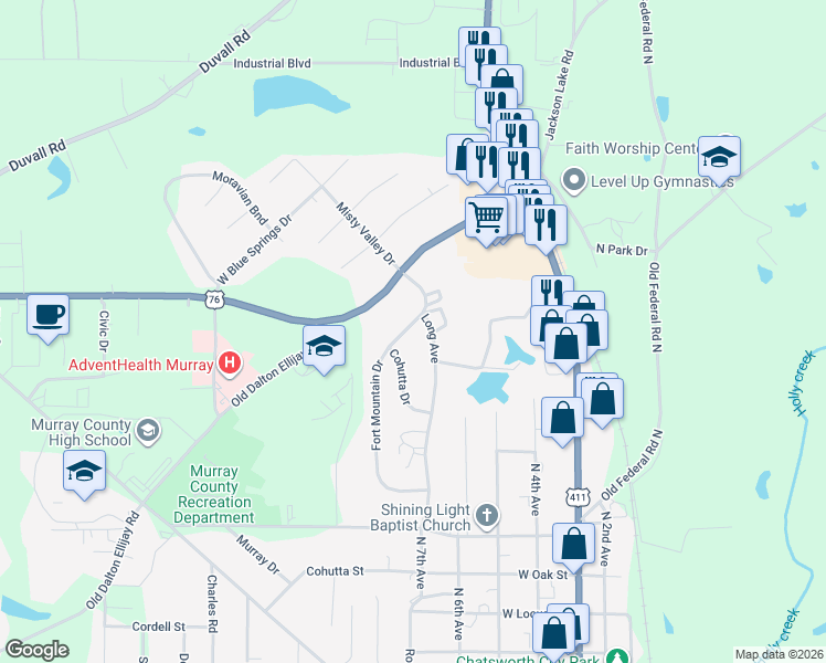 map of restaurants, bars, coffee shops, grocery stores, and more near 1036 Long Avenue in Chatsworth