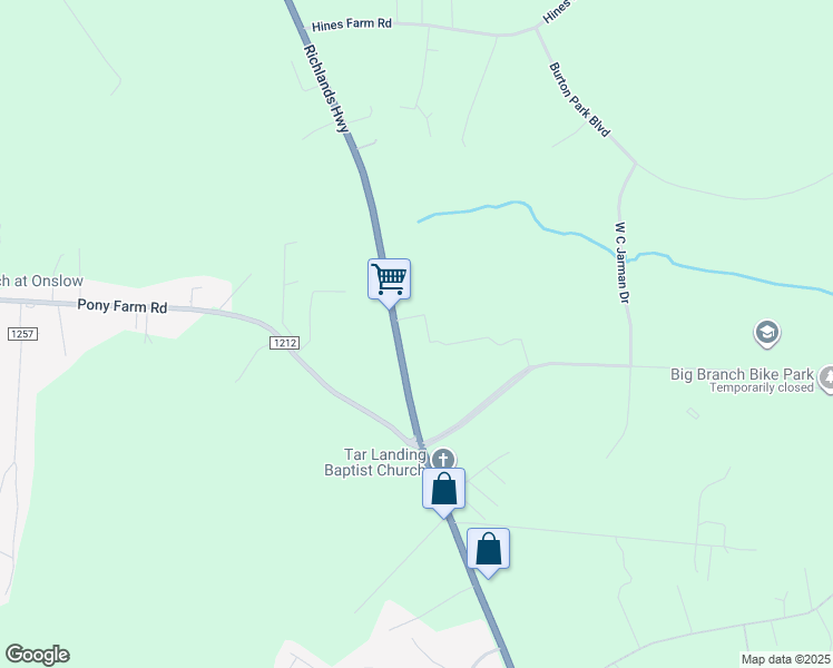 map of restaurants, bars, coffee shops, grocery stores, and more near 4024 Richlands Highway in Jacksonville