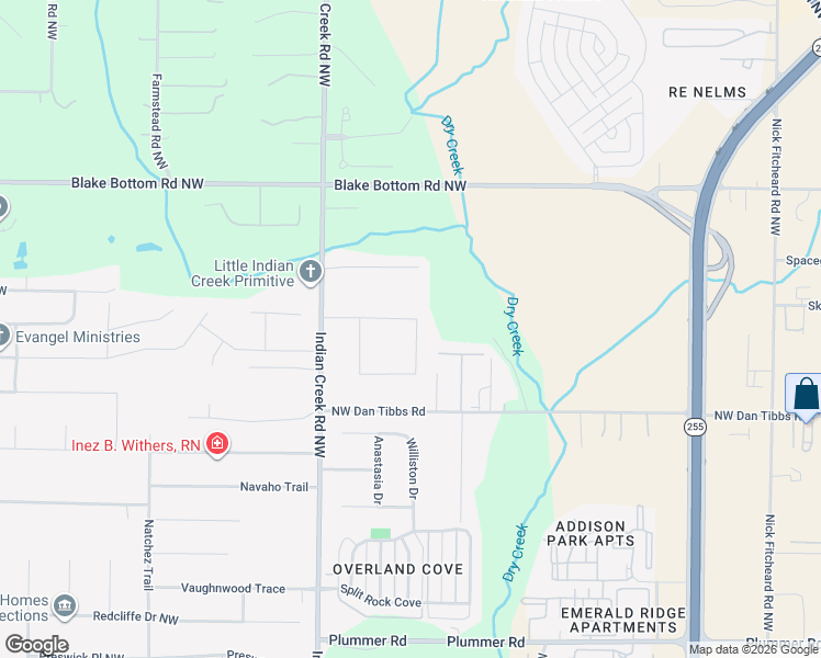 map of restaurants, bars, coffee shops, grocery stores, and more near 223 Latigo Loop in Huntsville