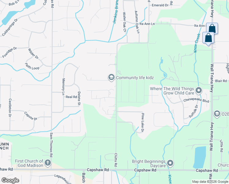 map of restaurants, bars, coffee shops, grocery stores, and more near 386 Clutts Road in Harvest