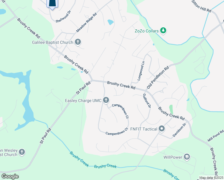 map of restaurants, bars, coffee shops, grocery stores, and more near 103 Camperdown Court in Easley