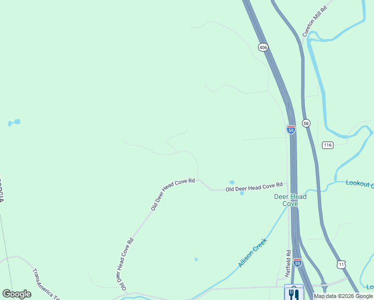 map of restaurants, bars, coffee shops, grocery stores, and more near 310 Fox Shadow Lane in Rising Fawn