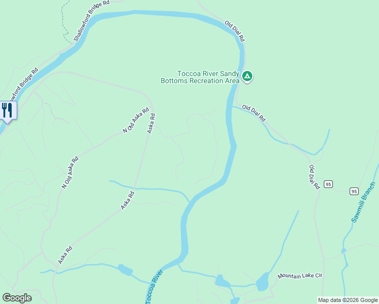 map of restaurants, bars, coffee shops, grocery stores, and more near 105 River Ridge Lane in Blue Ridge