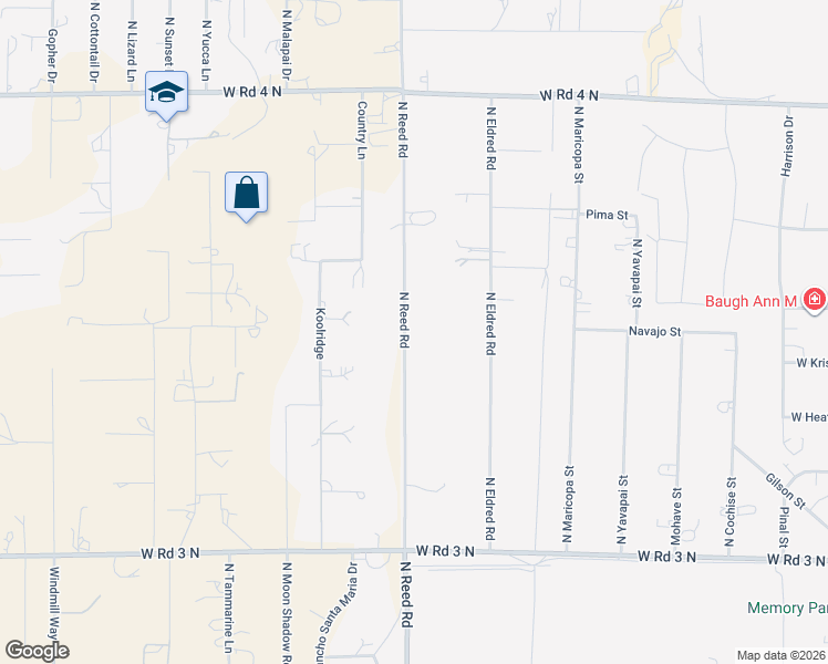 map of restaurants, bars, coffee shops, grocery stores, and more near 2477 North Reed Road in Chino Valley
