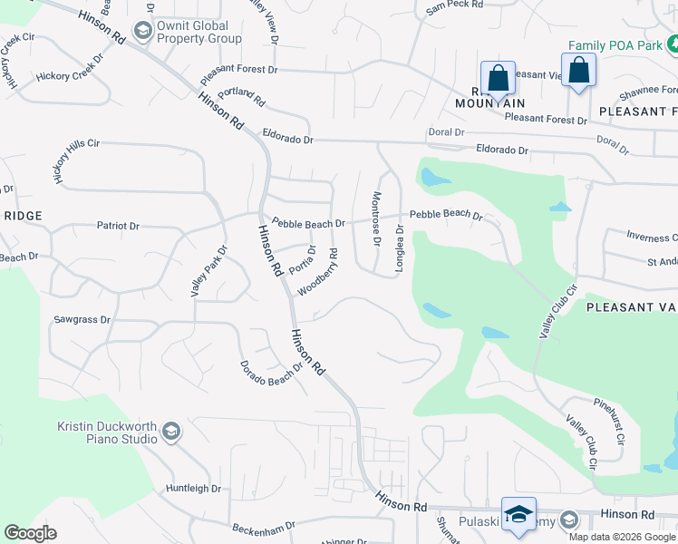 map of restaurants, bars, coffee shops, grocery stores, and more near 39 Longlea Drive in Little Rock