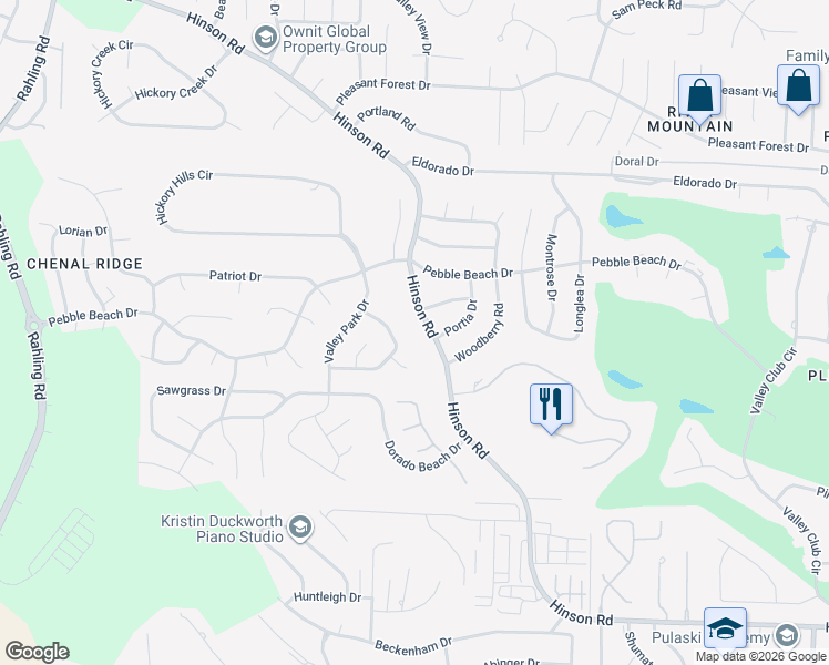 map of restaurants, bars, coffee shops, grocery stores, and more near 14 Valley Forge Drive in Little Rock